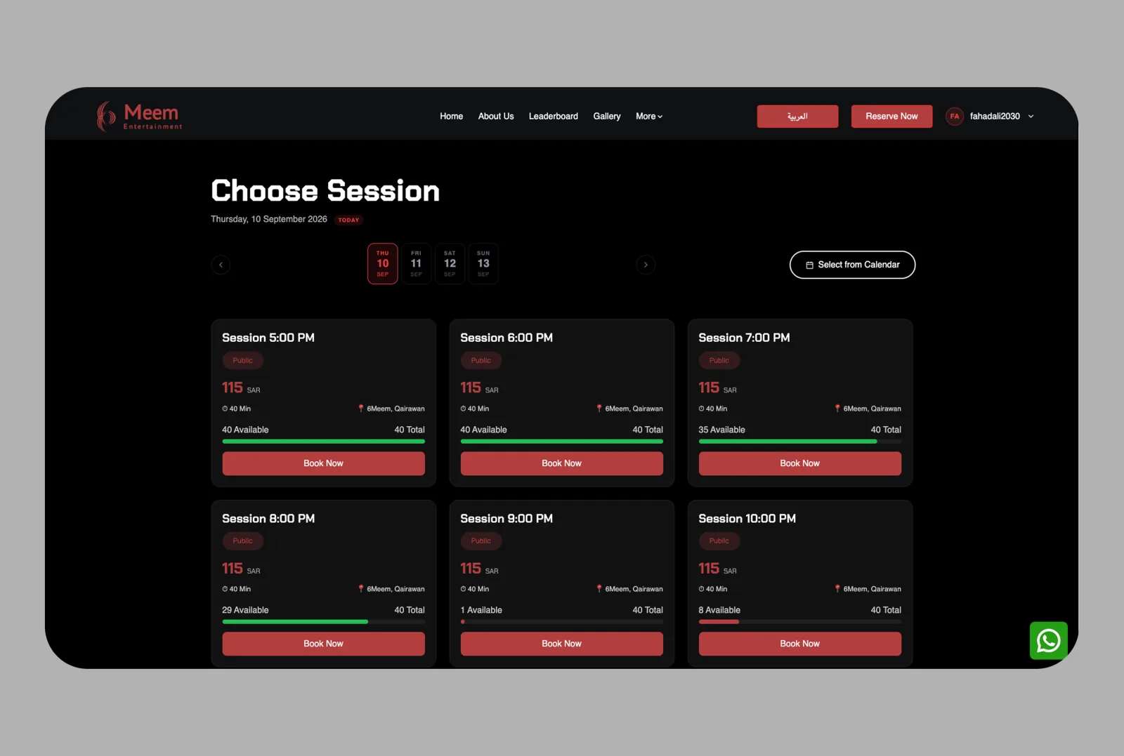Session Booking