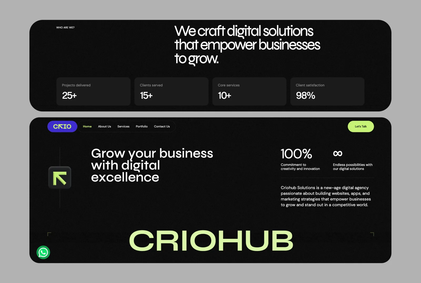 Criohub Solutions homepage