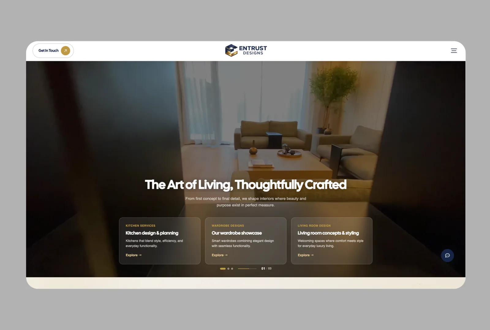Entrust Interior Designers homepage