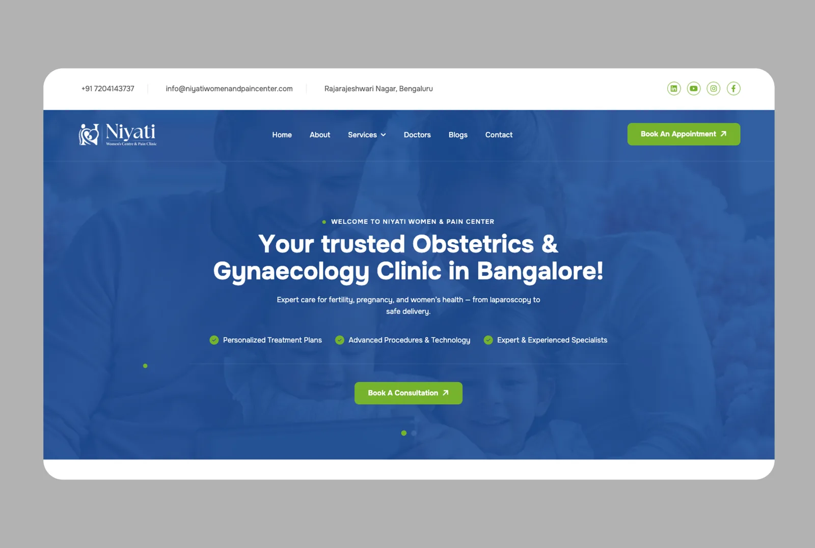 Niyati Women and Pain Center homepage
