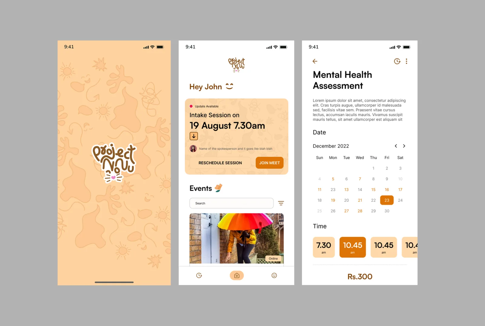 Nonu mobile app screens